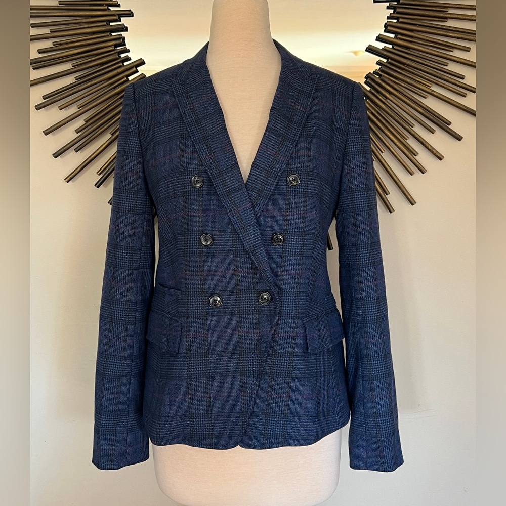 Banana Republic Navy Plaid Blazer